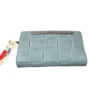 Fossil Sky Blue Quilted Leather Wallet. New.
